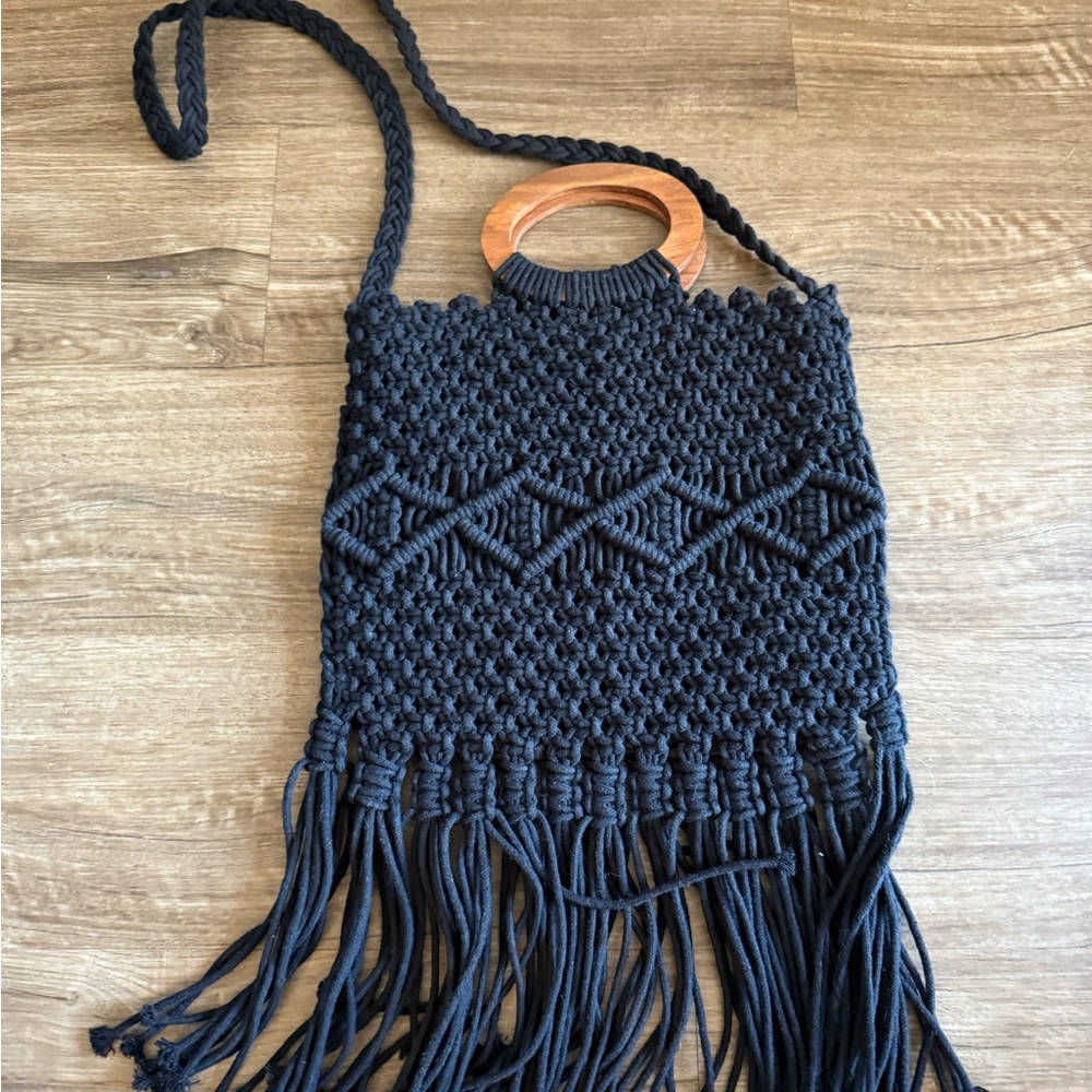 Black Macramé Bag